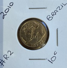🎀2010 BRASIL 10 CENTAVOS COIN 🎀FEDERATIVE REPUBLIC OF BRAZIL PEDRO RULER #R2🎀