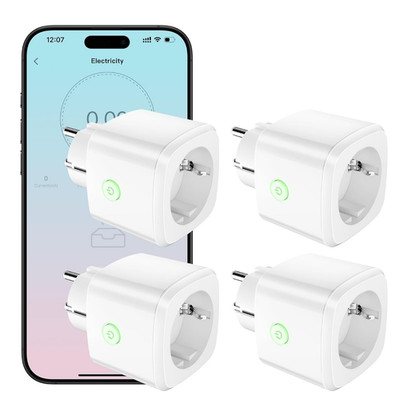 HBN Smart Steckdose 4er Set WLAN App Sprachsteuerung Timer 10A Verbrauchsmessung