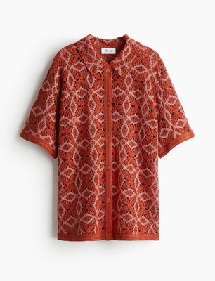 THE WHITE LOTUS X H&M Crocheted Orange Pattern Shirt SIZE XXL NWT