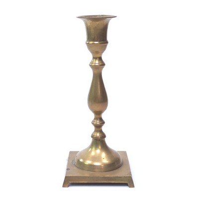 VB Brass Taper Candlestick Spindle Candle Holder Square Base Colonial 7''