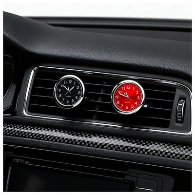 2PCS Luminous Analog Car Clocks for Dash Stick 1.59*1.59*0.33 inch, Black+Red 