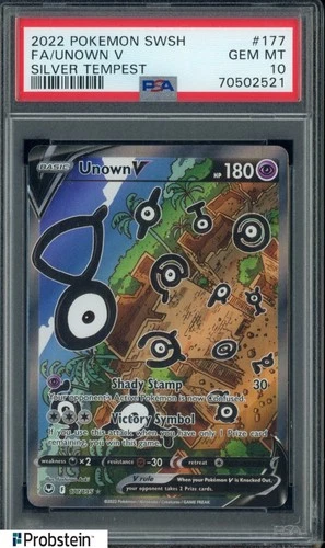 2022 Pokemon SWSH Silver Tempest #177 FA Unown V PSA 10 GEM MINT