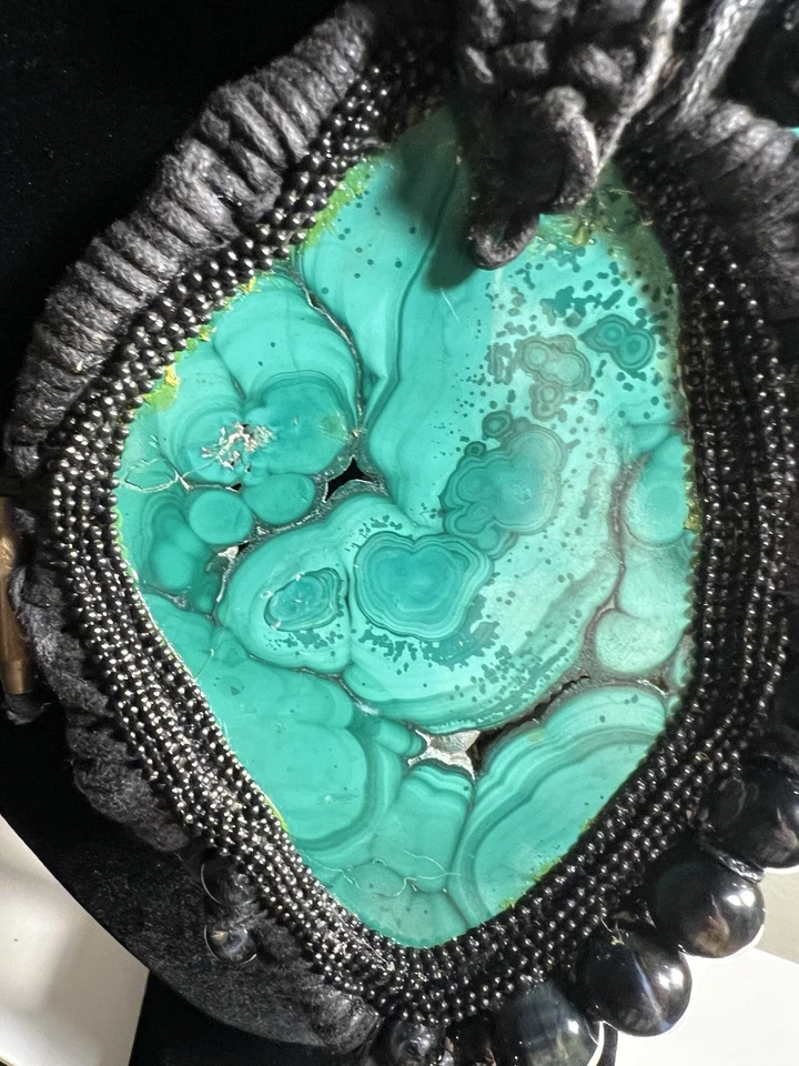 Малахит макраме ожерелье ручной работы - Изображение 2 из 4