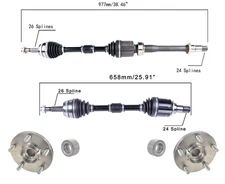 AP Front CV Axle Wheel Hub Bearing Kits Fits 12-17 Toyota Camry 2.5 No Hybrid