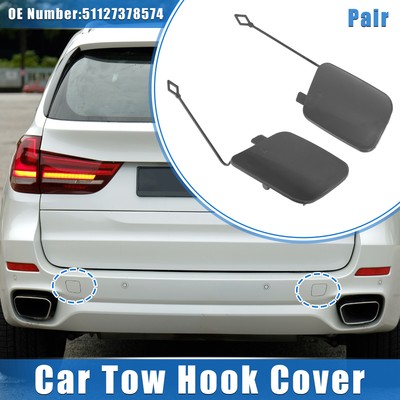 1 Pair Rear Tow Hook Eye Hole Cover Cap for BMW X5 2016-2018 Plastic Gray