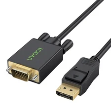 Display Port to VGA Cable 6FT, DisplayPort DP to VGA Male Adapter Cord Gold-P...