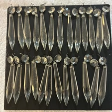 Vintage Crystal Glass Chandelier 3.75" long Spear Prisms~set of 25 spearhead