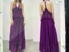 Zara NWT’s Purple Women’s Voluminous Strap y Maxi Dress Size Medium, $139.00.