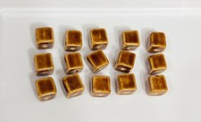 Ceramic Brown 12mm Cube Beads 15 beads
