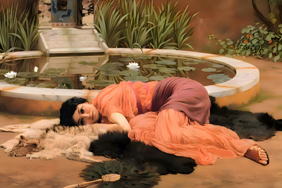 Dolce Far Niente John William Godward 1904 Painting Poster Art Print 16 x 24 in