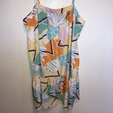 Aemi  Co Size Large Abstract Round Neck Midi Tank Summer Dress