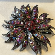 VINTAGE Joan Rivers Lrg Swarovski Crystal Elegance in Bloom Rose Brooch Pin 1990