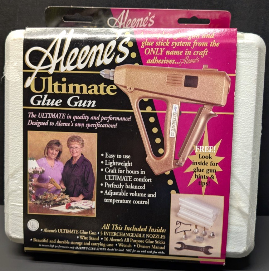 Aleene's Ultimate Glue Gun Kit & Case 5 Nozzles Adjust Volume & Temp Sealed New