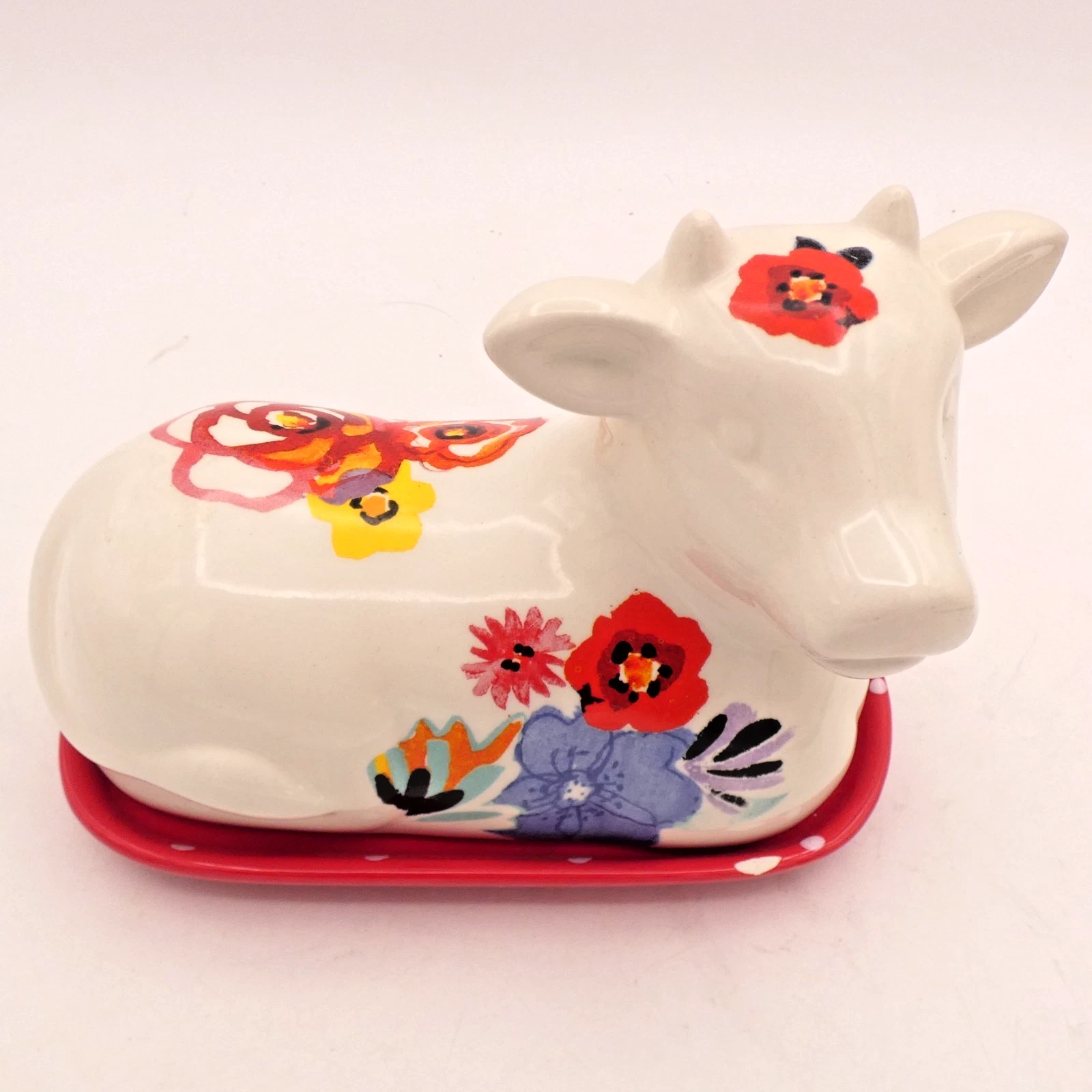 Pioneer Woman Cow Butter Dish Floral/Polka Dot Flea Market Pattern Farmhouse
Opens in a new window o