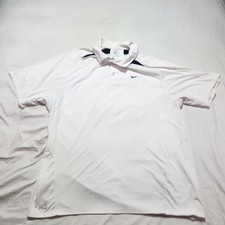 Nike Polo Shirt Men XL White Black Solid Short Sleeve Dri Fit Golf Casual