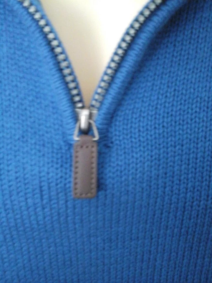 CHAPS by Ralph Lauren Solid Blue 1/4 Zip 100% Cotton Collar/Turtleneck XXL $70 - Image 4 of 4