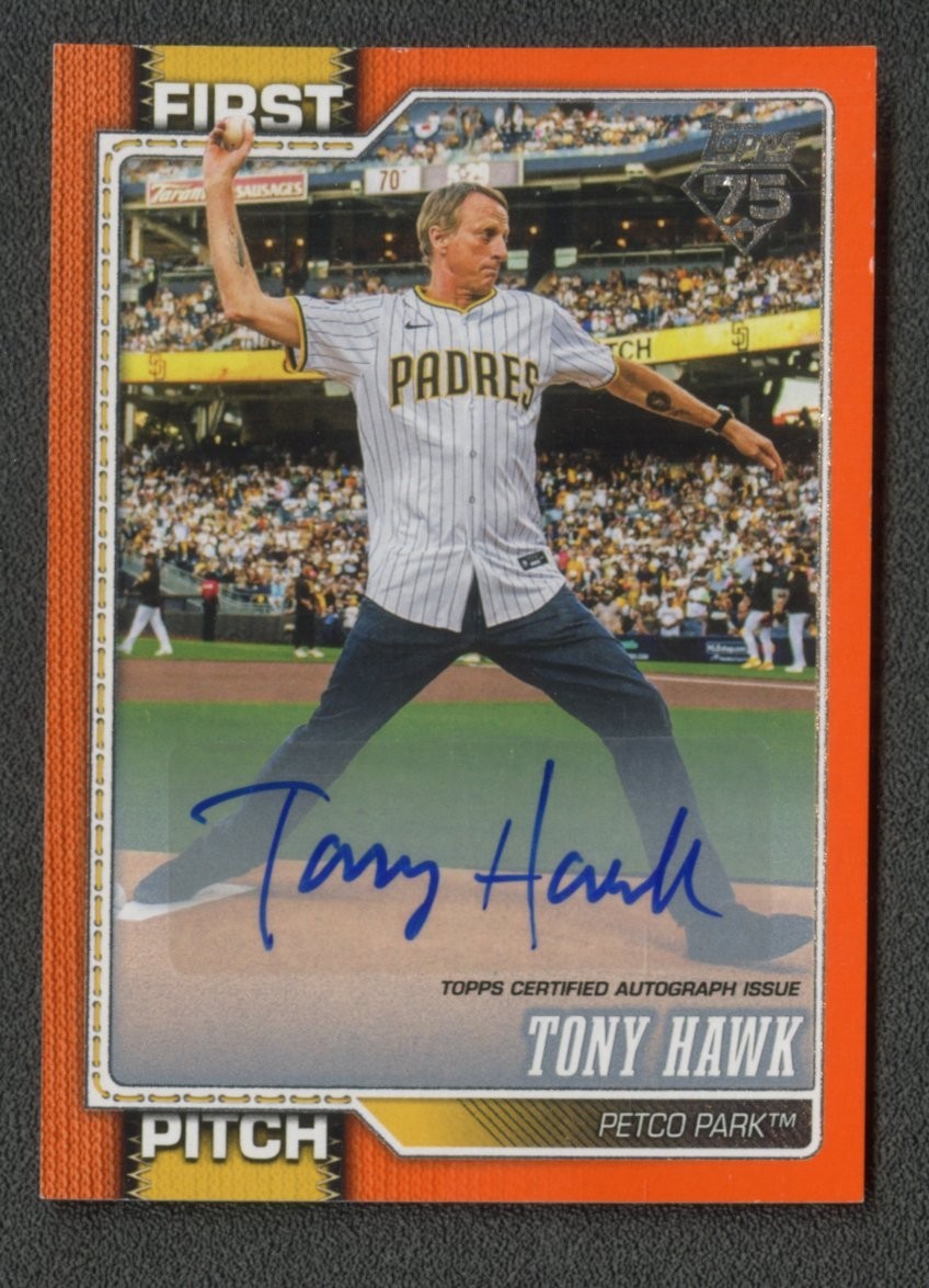 2026 Topps First Pitch Tony Hawk Auto Autograph Orange /25 #FP-6
