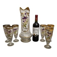 ART NOUVEAU, SUPERBE SERVICE EN VERRE OU CRISTAL. DAUM, NANCY ? gallé. Carafe 