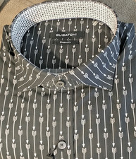 NWT Bugatchi men's XL Long Sleeve Button Down Shirt Fancy Arrows Pat Shaped Fit