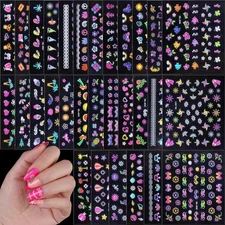 FANDAMEI Nail Stickers for Girls, 30 Sheets Cute Kids Multicolor 