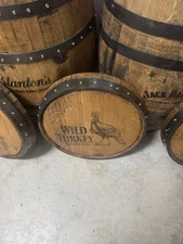 Rustic Engraved Bourbon Barrel Heads “Free Shipping”