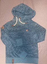 Naketano Women  s M Medium Funnel Neck Hoodie Sweatshirt Teal Brave New World Owl