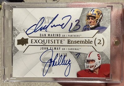 John Elway Dan Marino 2012 UD Exquisite Ensemble Dual On-card Auto /30   