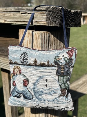 VTG Christmas Let s Make A Snowman Door Knocker Hanging Tapestry Pillow