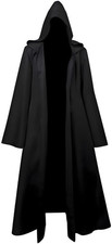 Mens Halloween Party Witch Cosplay Robe Costume Adult Hooded Cloak Cape
