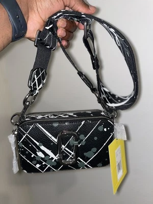 Sac bandoulière en cuir MARC JACOBS Snapshot à tâches de peinture - Photo 1/3