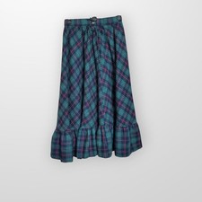 Vtg Nicholas Jason Tartan Plaid Ruffle Hem A-Line Skirt Sz 7 25  Waist Wool Blen