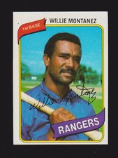 1980 TOPPS #224  Willie Montanez  TEXAS RANGERS  EX-MINT  A