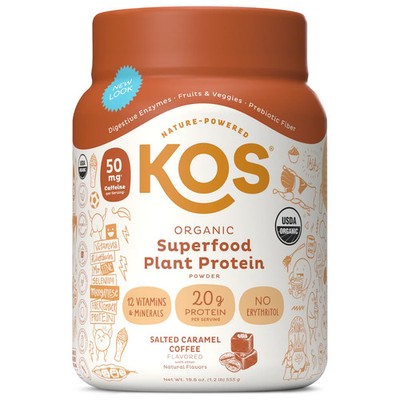 KOS Vegan Protein Powder, Salted Caramel Coffee 2.3lb NEW