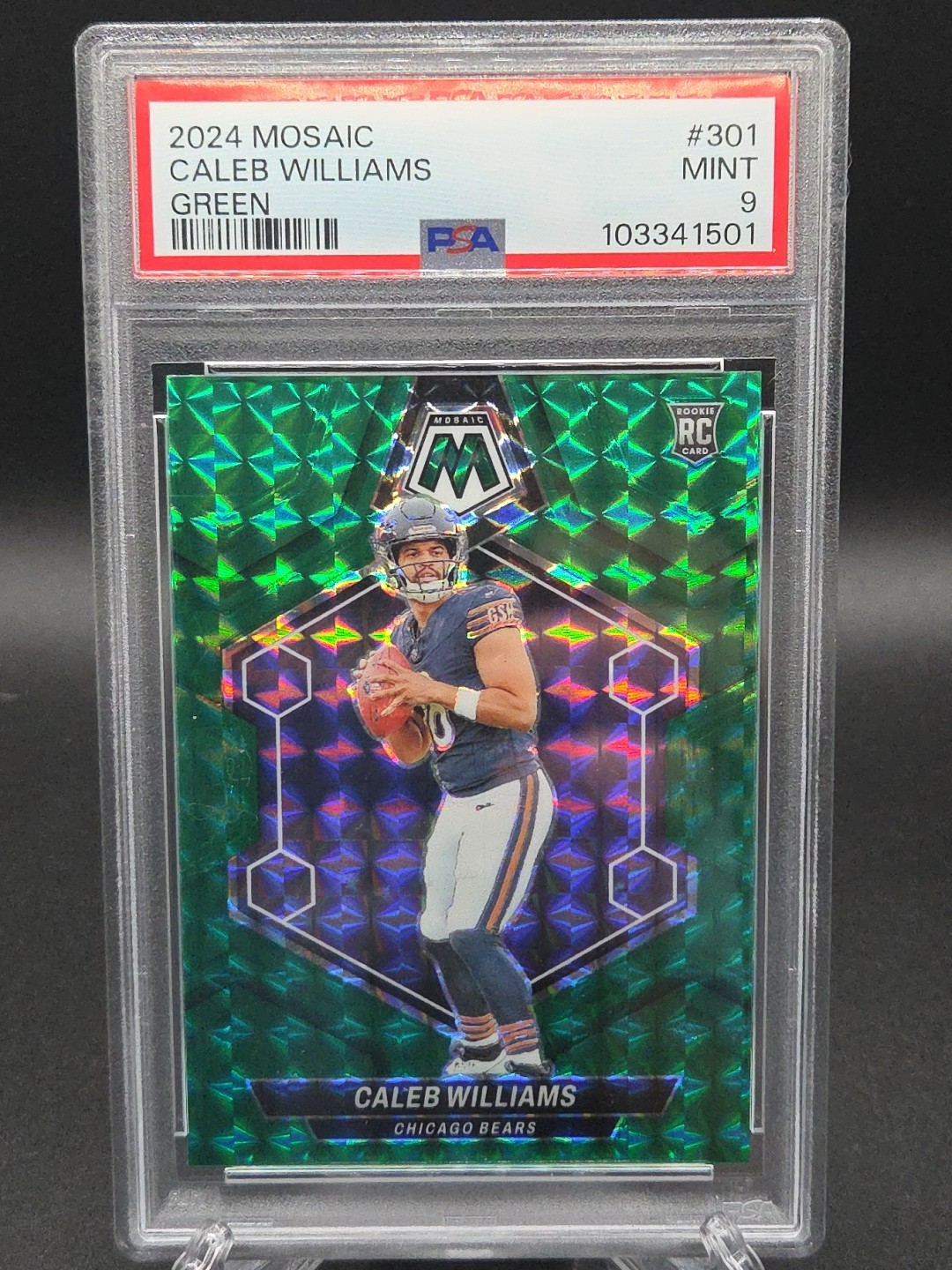 2024 Panini Mosaic - Rookies Caleb Williams #301 Green Mosaic Prizm (RC) PSA 9