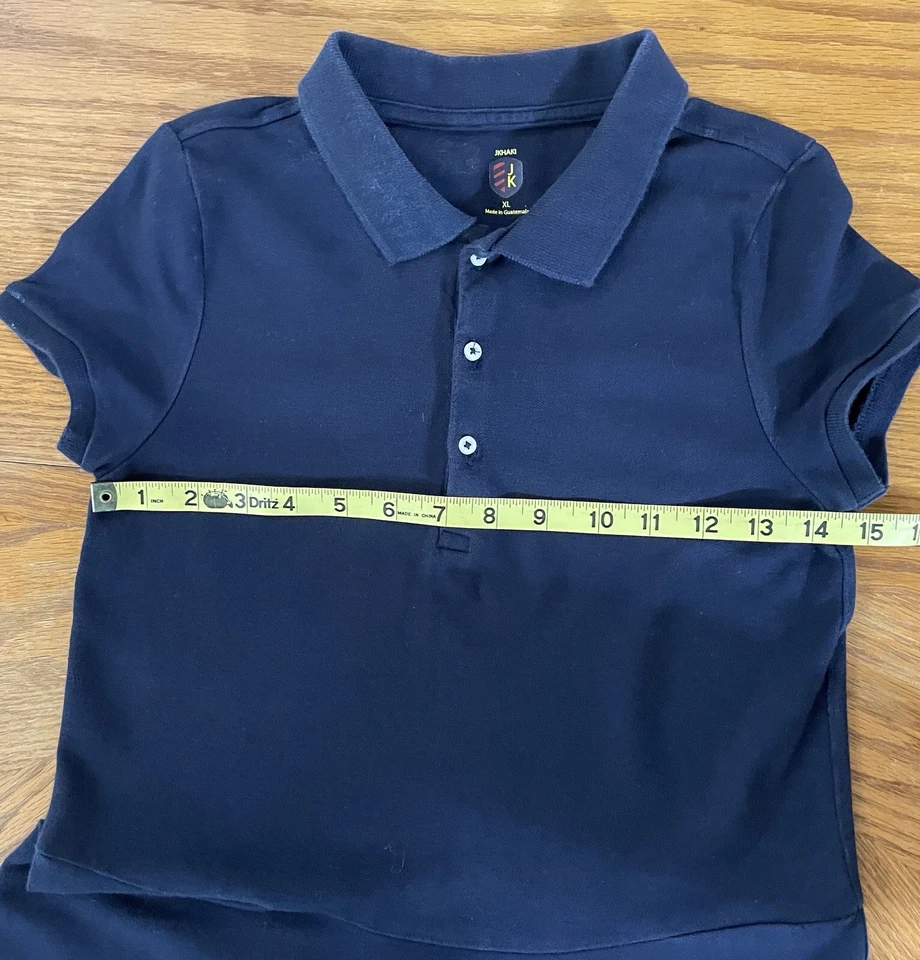 Vestido Polo JKhaki Uniforme Escolar Azul Marino Botones Mangas Cortas Niñas Talla XL Foto 3 de 4