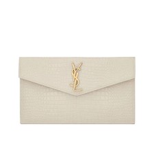 Uptown Shiny Embossed Crocodile Leather Clutch