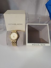 Michael Kors MK3120 Gold Tone Stainless Steel Crystal Bezel Glitz 38mm Watch