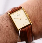 Seiko Tank V700-5K30 Quartz Gold Plated Champagne Dial Vintage Dress Watch