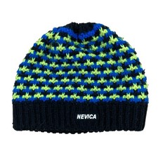 Chapeau De Ski Vintage En Laine NEVICA Jaune Néon Bleu Doublé En Fleece Femme