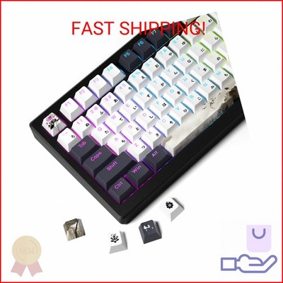 GMKWTL XVX Shine Through Keycaps, Japanese Ink Lotus Keycap Set, DoubleShot PBT