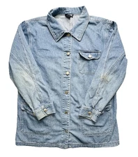VINTAGE Baccini Denim Jacket Womens Large Button Up Workwear 90s Hong Kong