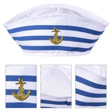 White Sailor Hat Adult Navy Marine Captain Ladies Mens Fancy Dress Costume