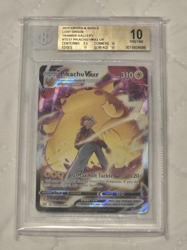 2022 POKEMON SWORD & SHIELD LOST ORIGIN #TG17 PIKACHU VMAX BGS PRISTINE 10