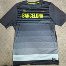 Umbro Barcelona Soccer Shirt Mens Large Grey Neon Graphic Jersey Poly Tee L