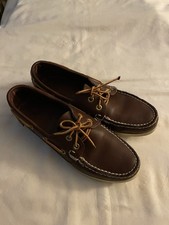 QUODDY MOCCASINS WOMEN LOAFERS BOAT SHOES BROWN LEATHER PREPPY size 7 VGUC