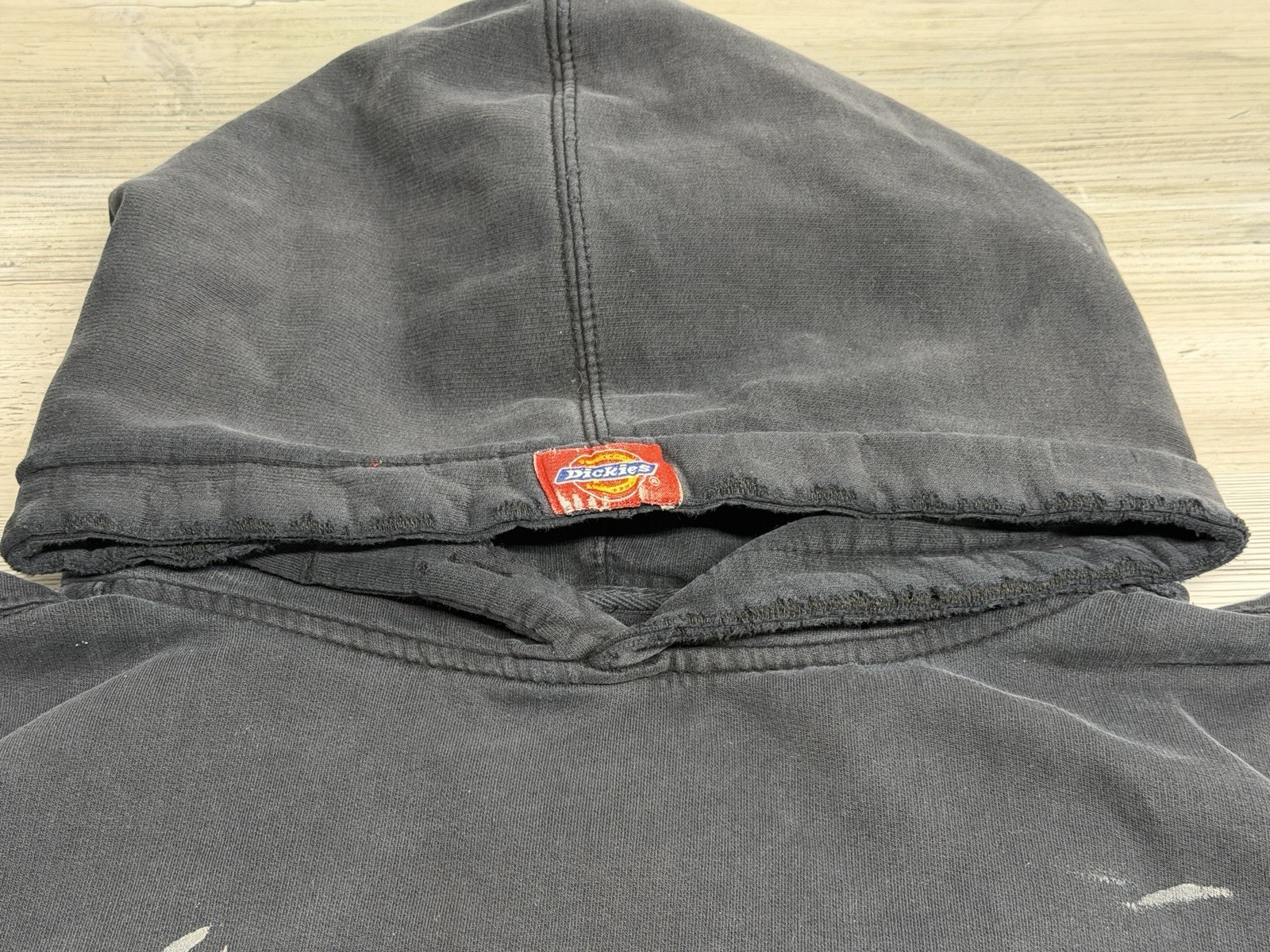 Dickies Thrashed Faded Black Pullover Hoodie Mens Size 2XL Embroidered Logo image 8