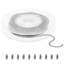 Ball Bead Chains, 16ft 2mm , Dog Tag Chain Keychain Extension Roller