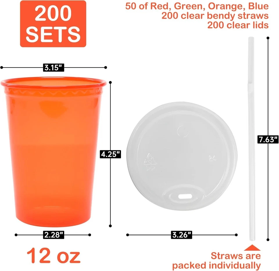 Tazas para niños a prueba de derrames de 12 oz, paquete de 200, reutilizables, sin BPA Foto 4 de 4