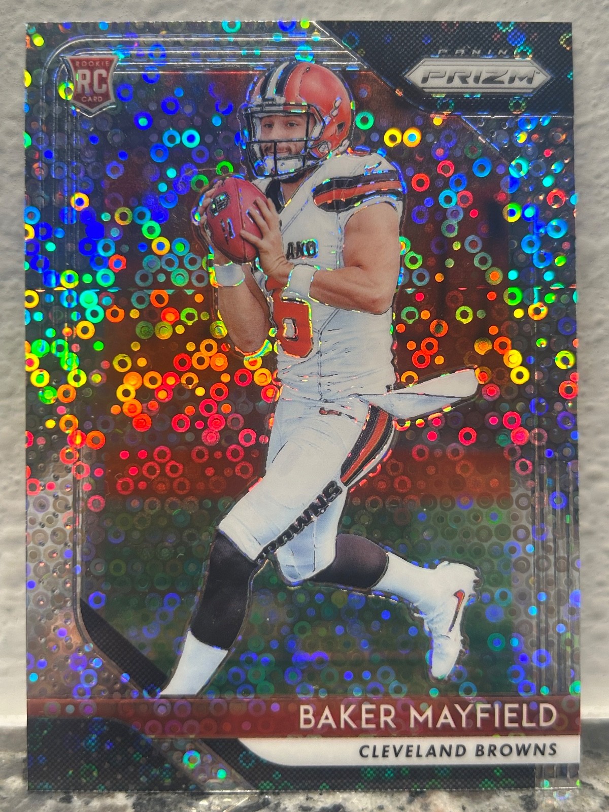 2018 Panini Prizm Baker Mayfield SILVER DISCO PRIZM ROOKIE RC #201 SP BUCCANEERS