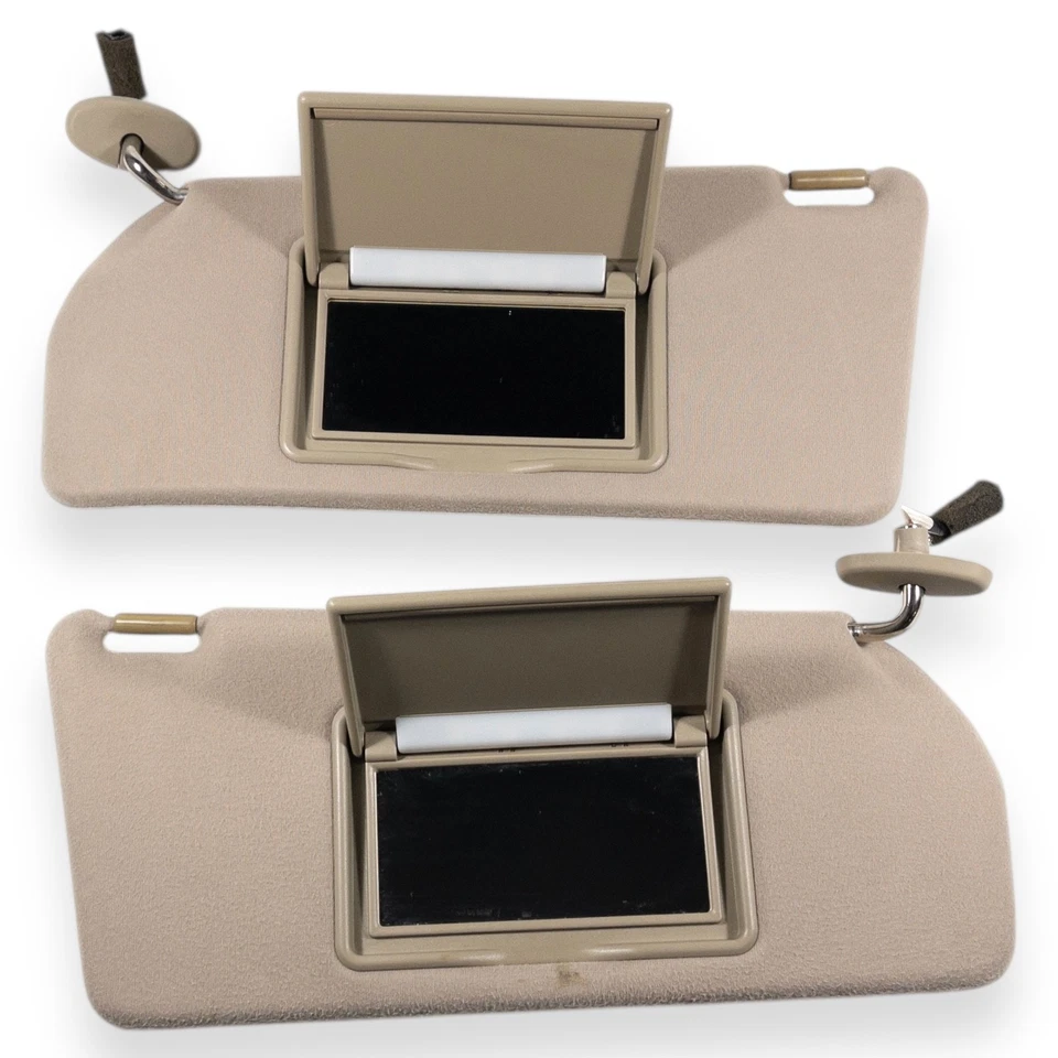 2000-2002 Mazda Millenia Driver & Passenger Side Sun Visor Pair Tan Brown Cloth - Image 4 of 4